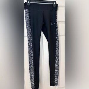 Nike Power Dri Fit Running Black leggings Flash Reflective Size Small Backpocket